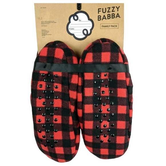 Red Plaid Family Fuzzy Babba Slipper Socks 3-pc  Mama Papa & Baby Bear  NWT - Picture 2 of 3